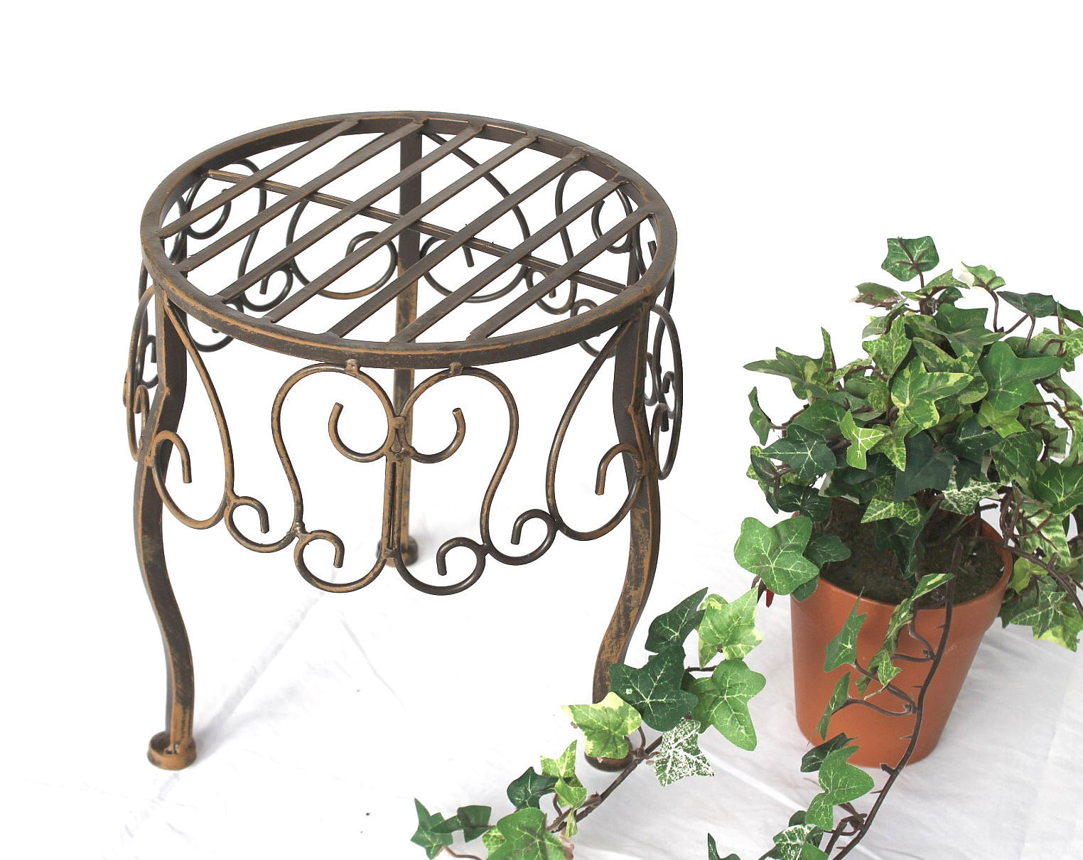 BLUMENHOCKER Rund Metall Braun 25 cm 140129 S - Braun, Metall (22/25/22cm) - DanDiBo