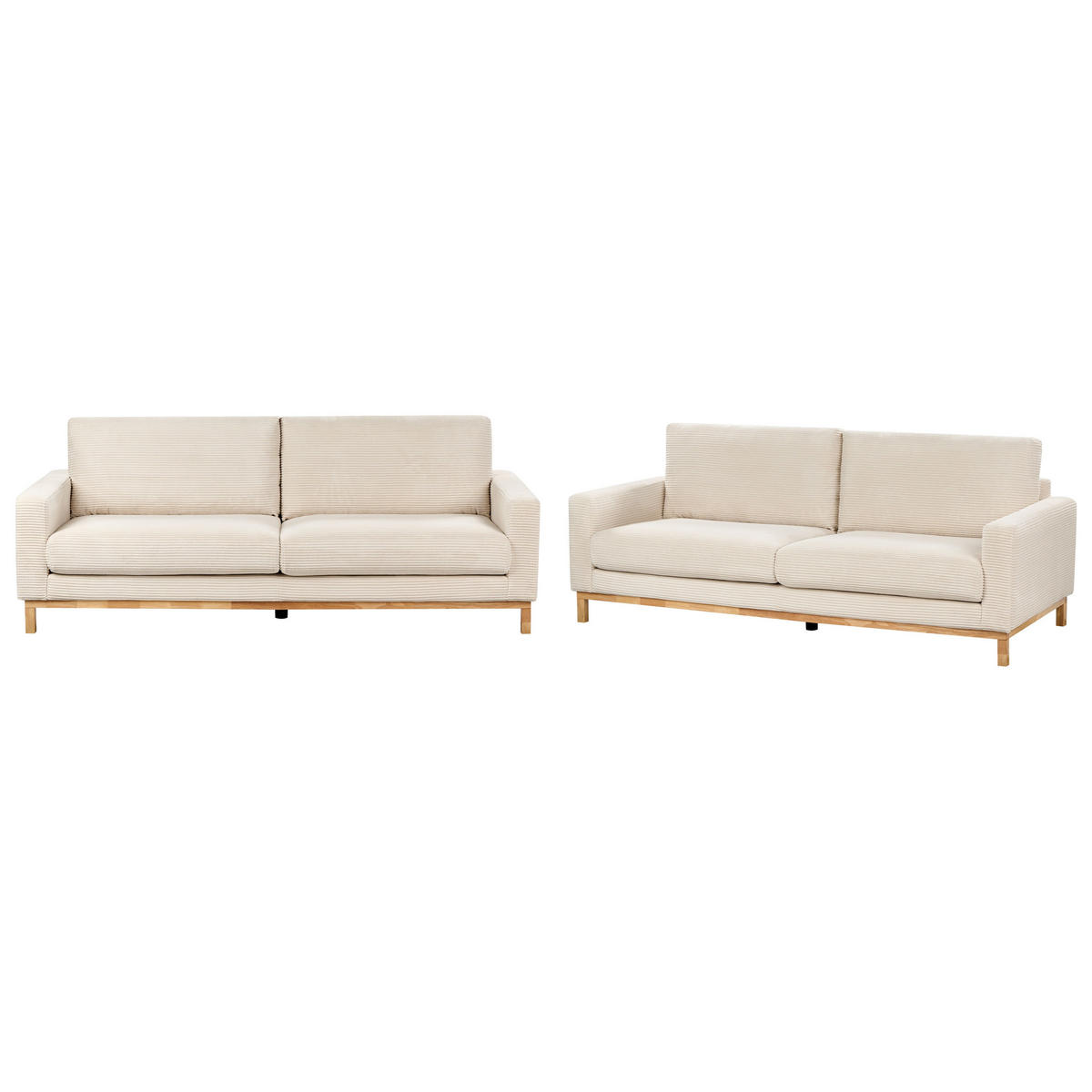 5-SITZER-SOFA SET Cord hellbeige/hellbraun Siggard - Hellbraun/Beige, Textil (92/92/217cm) - Beliani