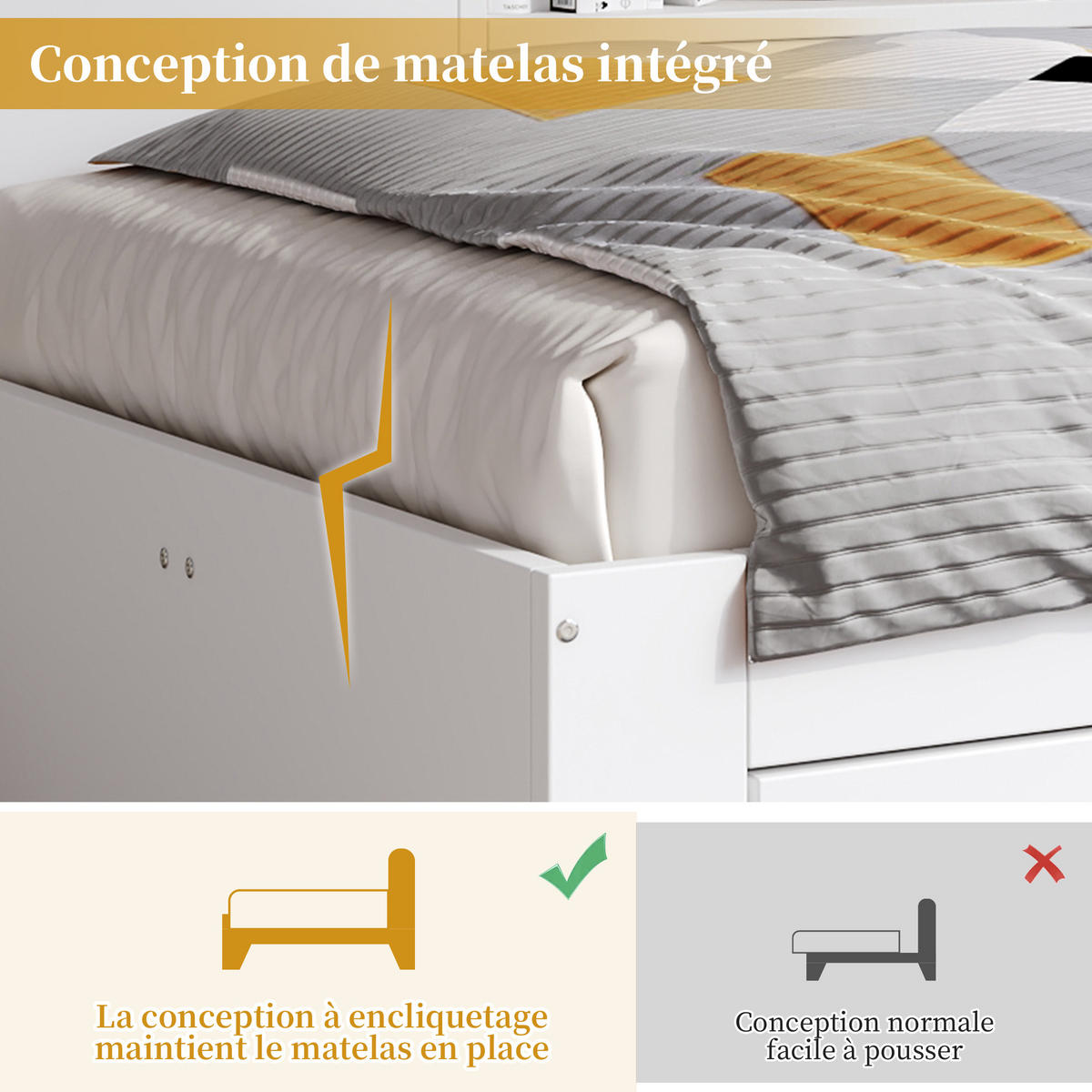 KINDERBETT 90x200 cm Weiß Daybed Multifunktion Stauraum Schubladen - Weiß, Holzwerkstoff - FLIEKS