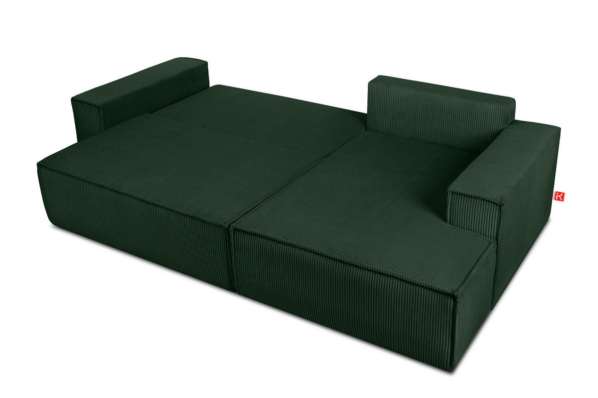 ECKSCHLAFSOFA-RECHTS NAPI in Pet Friendly Cord-Stoff, dunkelgrün - Dunkelgrün/Schwarz, Textil (262/148cm) - KONSIMO®
