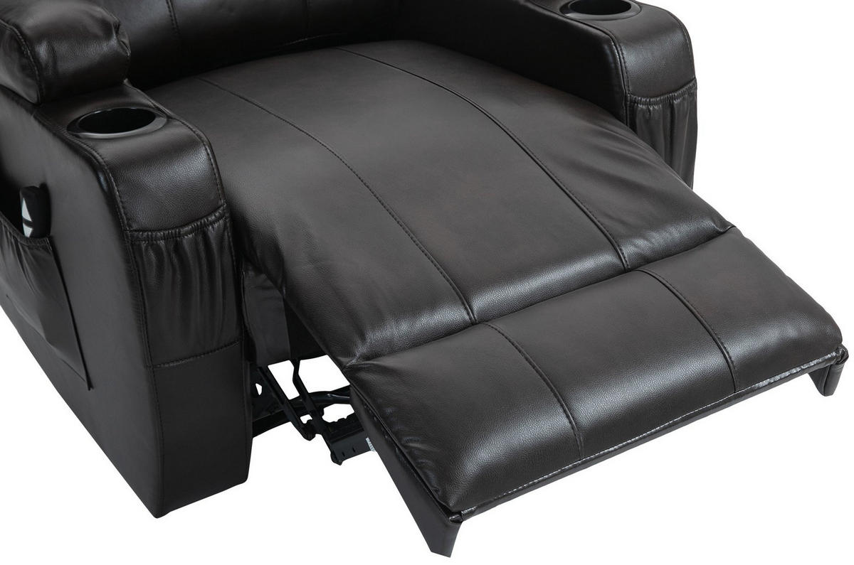 SESSEL Lederlook braun - Schwarz/Braun, Textil/Metall (83/105/94cm) - CLP