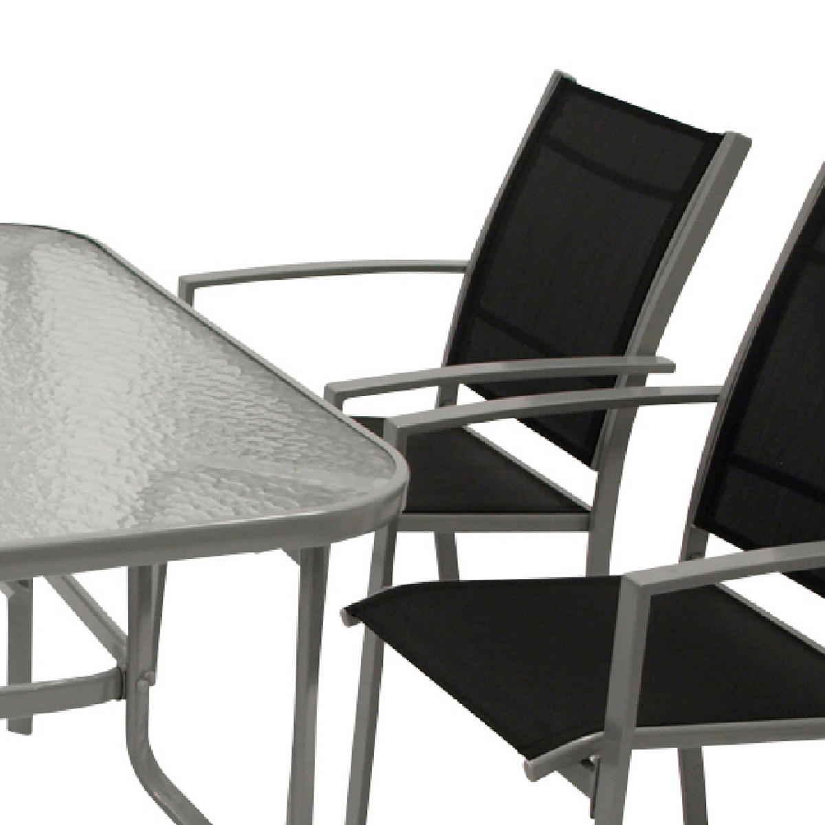 GARTEN-GARTEN-GARNITUR Leeds - Gartenessgruppe für 4 Personen - Gartenmöbel Set 5-teilig, Metall + Kunstgewebe schwarz - Schwarz, Metall - TPFGarden