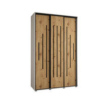 SCHWEBETÜRENSCHRANK 235,2/150/60 3-türig - Schwarz/Eiche Artisan, Holz/Metall (150/235/60cm) - Abiks Möbel