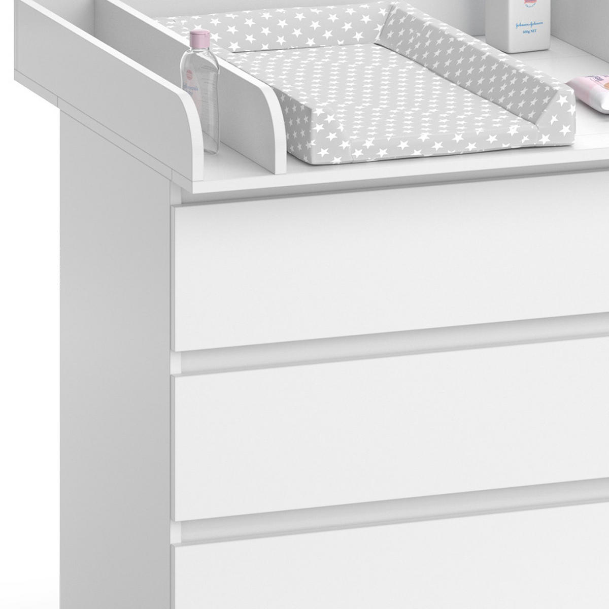 WICKELKOMMODE Emma Weiß 80 x 85.4 cm mit 3 Schubladen - Weiß, Holzwerkstoff (80/87/76cm) - Vicco