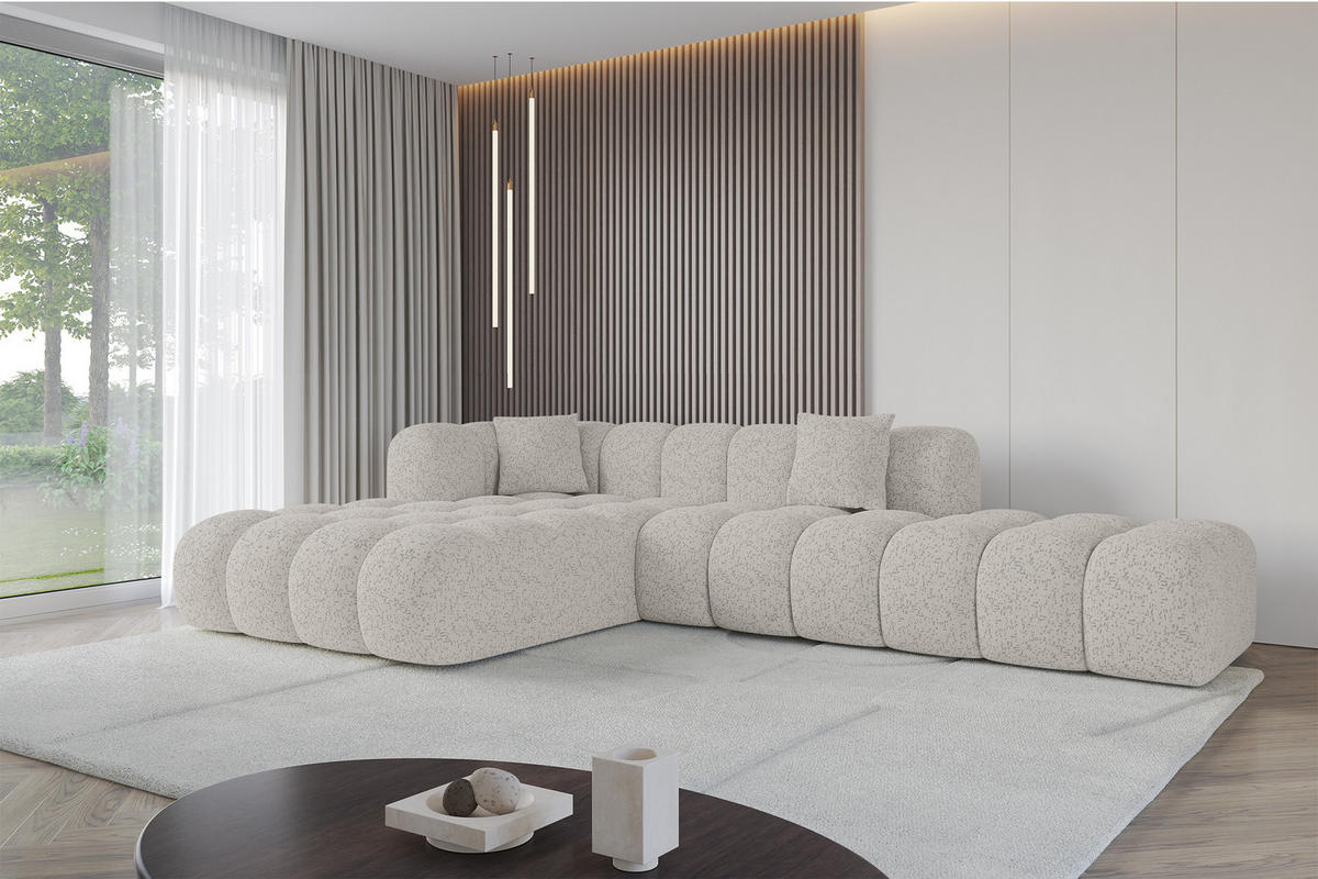 ECKSOFA Ottomane Links OLEA-L2 - 289x176x71 cm Hellgrau - Hellgrau/Schwarz, Holzwerkstoff/Kunststoff (289/176cm)