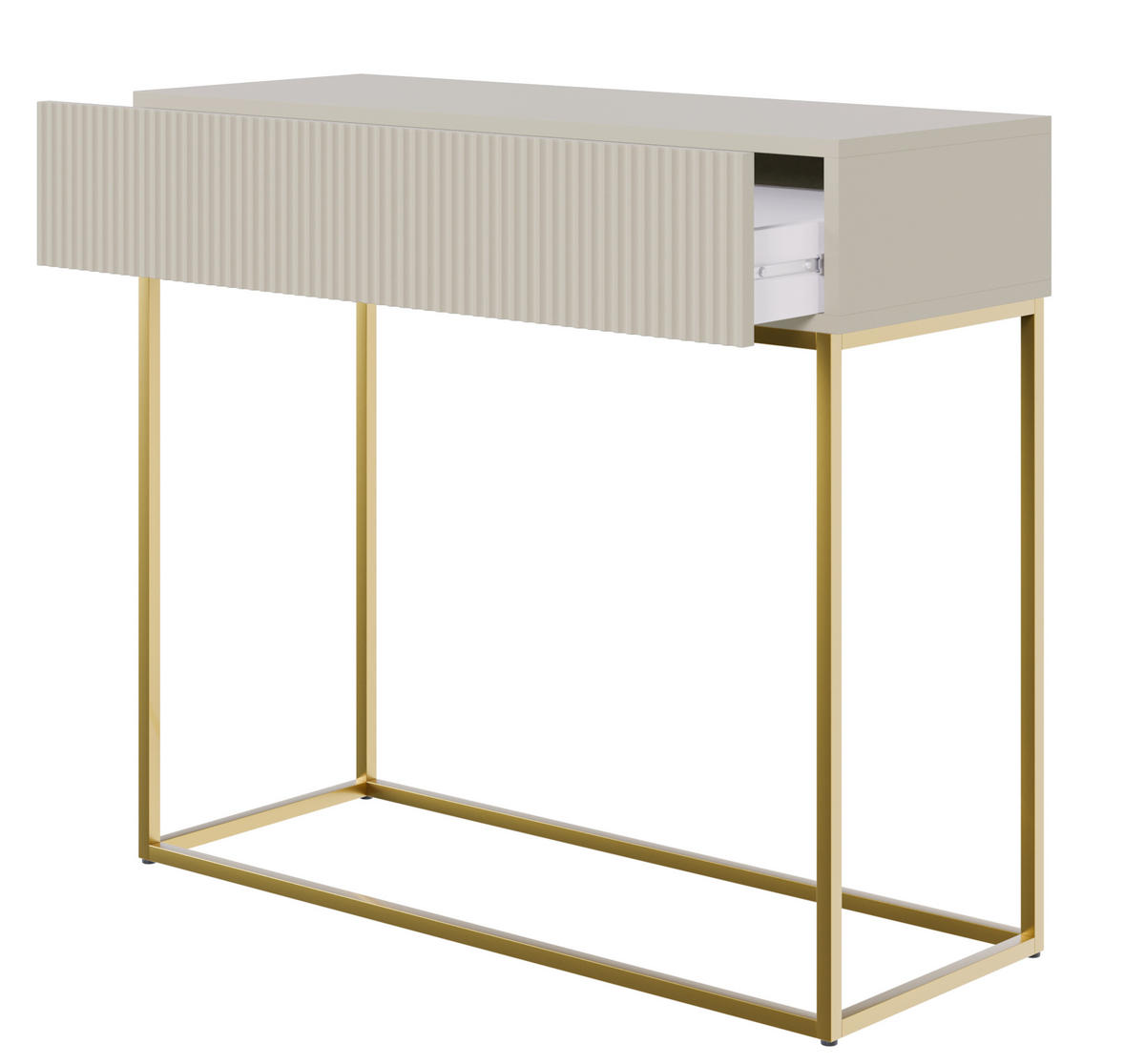 KONSOLENTISCH Veldio Graubeige mit goldenen Beinen 90 cm - Greige/Goldfarben, Holzwerkstoff/Metall (35.6/90/79cm) - Selsey