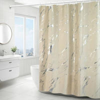 DUSCHVORHANG Beige Marmor silberfarben schlicht maschinenwaschbar Polyester mit beschwertem Saum und Haken - Weiß, Textil (180/180cm) - MCBOSON