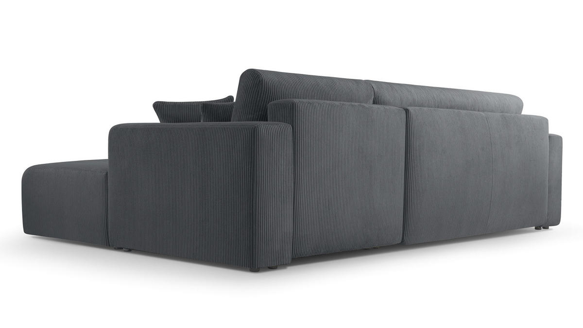 ECKSOFA L Form Catea Grau 279/145/84 cm Rechts mit Schlaffunktion - Schwarz/Grau, Kunststoff/Textil (279/145cm) - AX Living