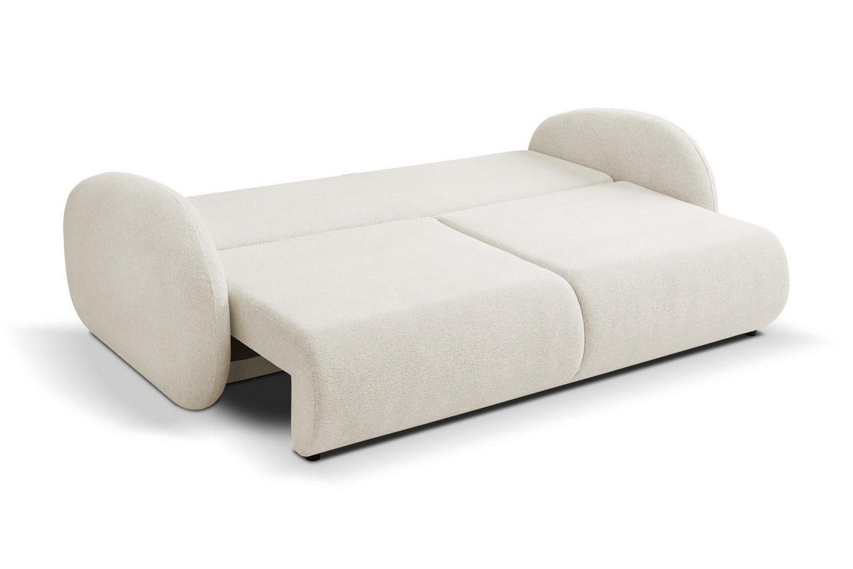 SOFA LOOP Schlaffunktion & Bettkasten PUR-Schaum Schwarze Kunststofffüße skandinavischer Stil lose Rückenkissen freistehend 234x112x86 cm White - Weiß, Holz/Textil (234/86/112cm) - DomoHome