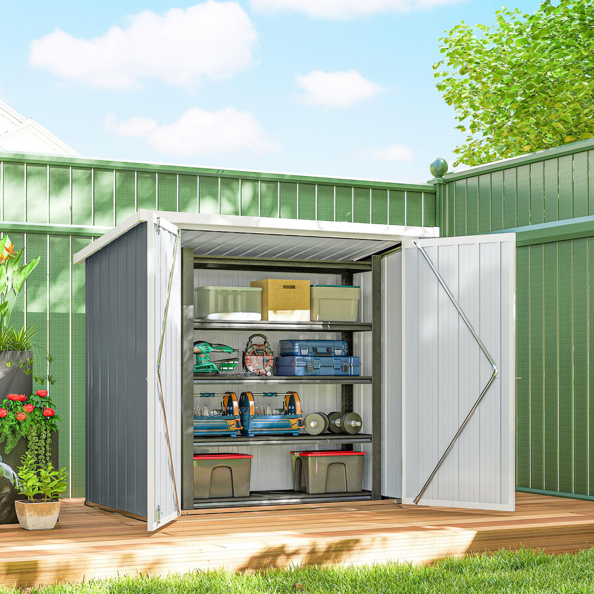 GARTENHAUS Grau 1 Stück - Grau, Kunststoff/Metall (86/134/147cm) - GiPP