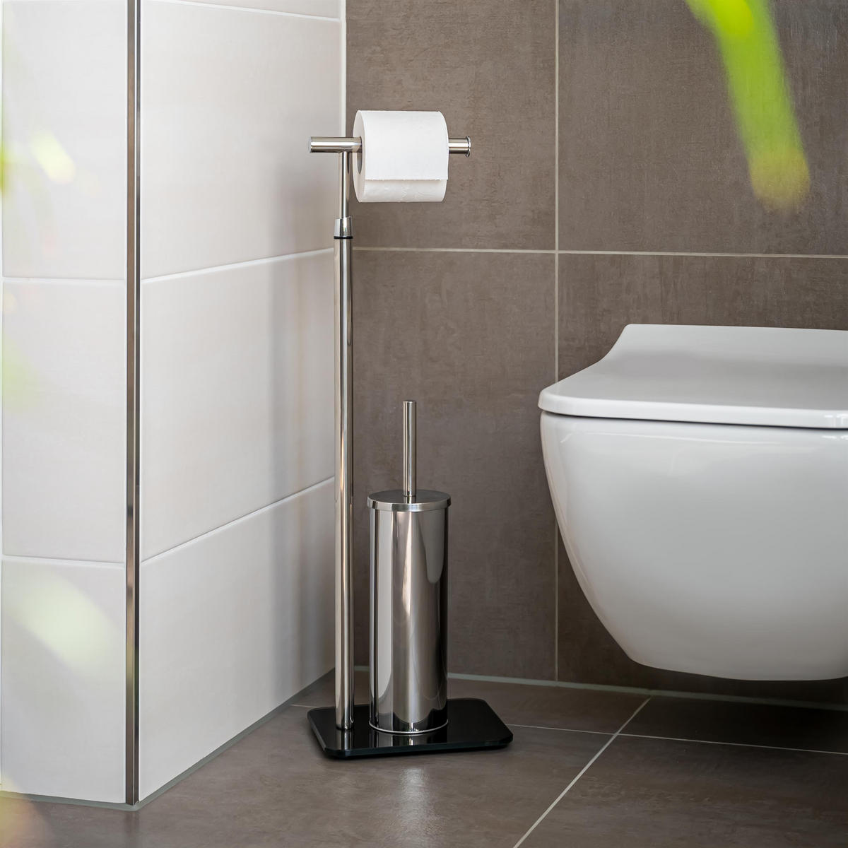 STAND-WC-GARNITUR, schwarz - Schwarz, Metall (22/70/18cm) - bremermann
