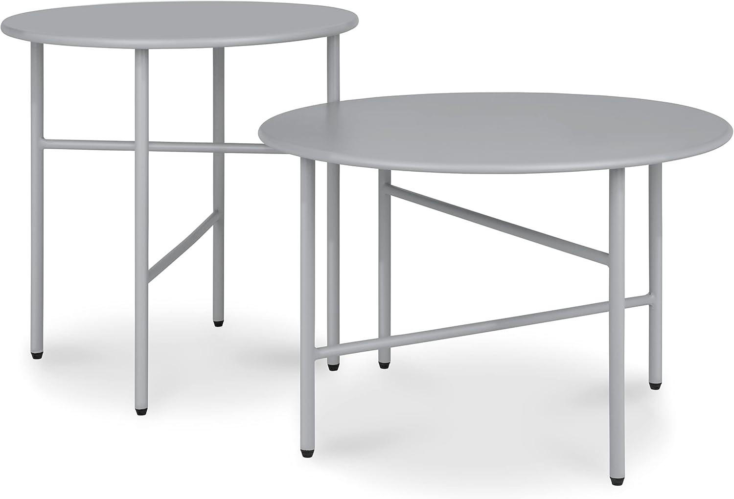 BEISTELLTISCH Finn 44/46 cm und 53/36 cm Grau (2tlg) - Grau, Metall (0.1/53/36cm) - BoMoe