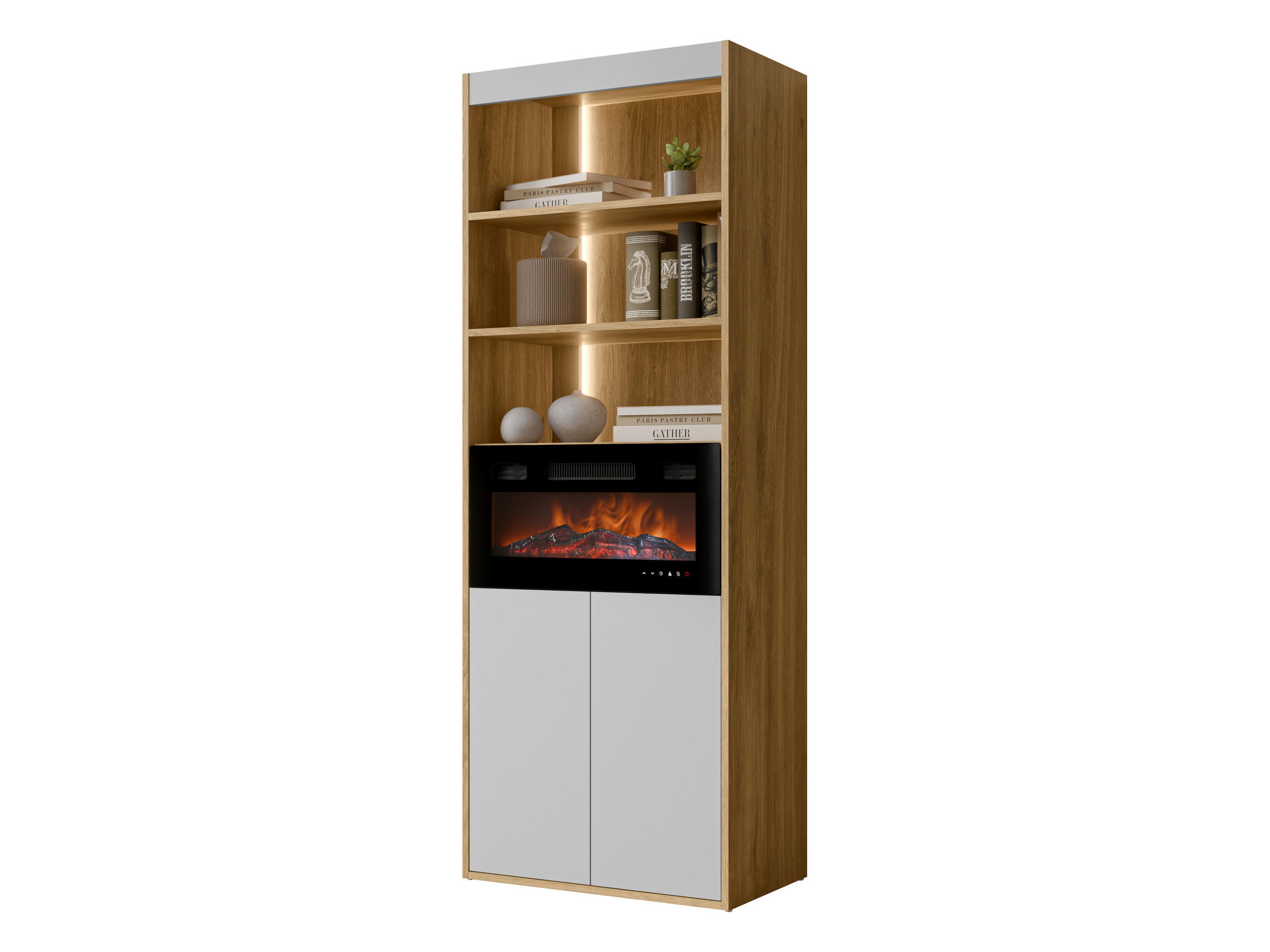 STANDREGAL Fiore EF 60 2D mit Kamin - Eichefarben/Schwarz, Holzwerkstoff/Kunststoff (64/176/39cm) - MIRJAN24