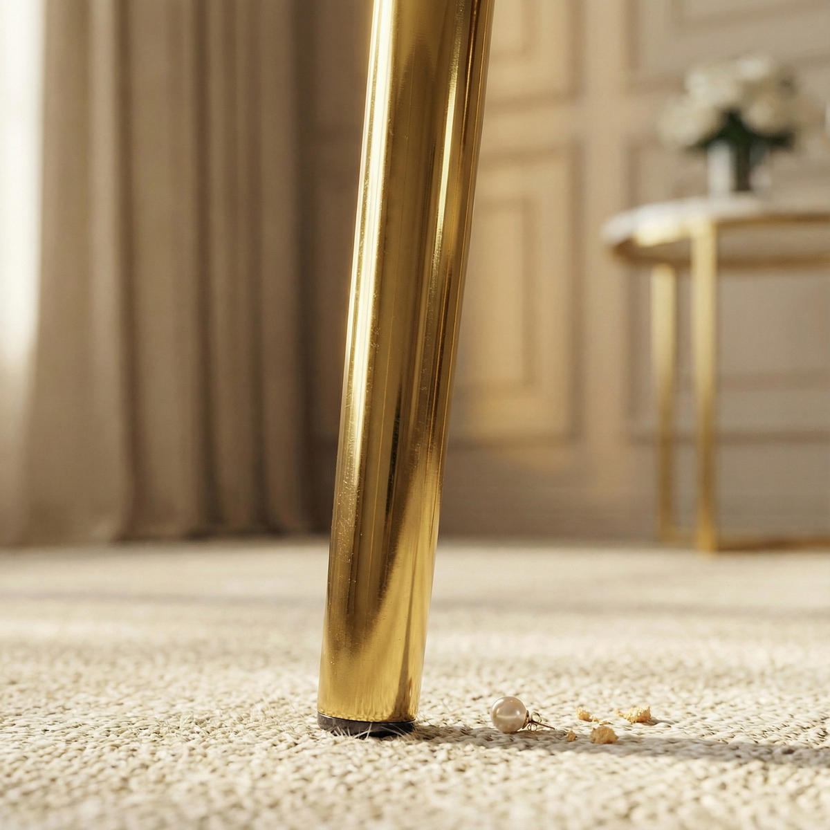 STUHL PRIMO mit geflochtener Rückenlehne, Samt Grau - Goldfarben/Grau, Textil/Metall (48/94/43cm) - Idohome