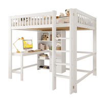 HOCHBETT 140/200 cm, Weiß mit Schreibtisch, 3 Schubladen, ohne Matratze - Weiß, Holzwerkstoff (140/200cm) - MIVRAY