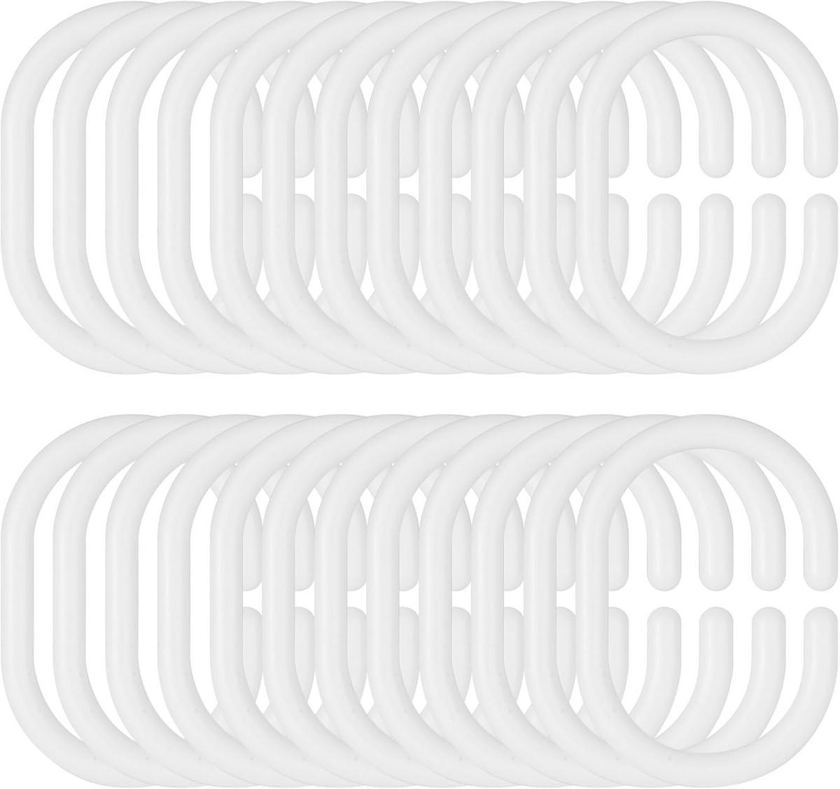 DUSCHVORHANGRINGE Weiß Kunststoff Set mit Haken für Stangen Badezimmer - Weiß, Kunststoff (4.2/6cm) - MCBOSON