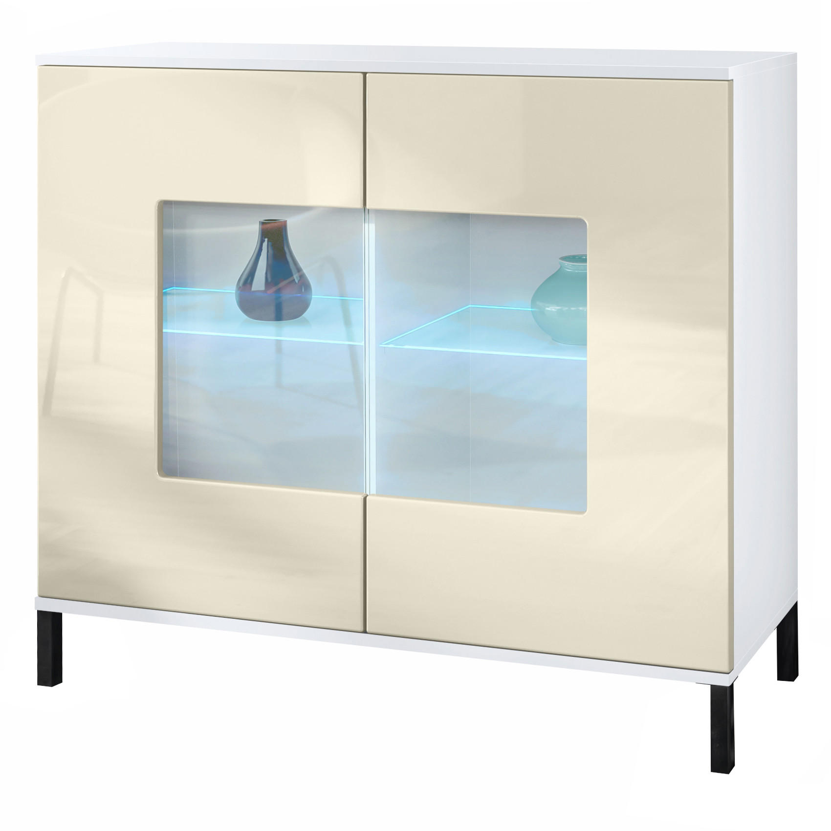 KOMMODE Grömitz Creme Hochglanz - Creme, Holzwerkstoff (92.5/83.5/35cm) - Vladon