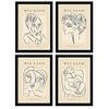 POSTER Set mit 4 PicassoSammlung von Linienporträts Ästhetische A4 Rahmenlos - Klar, Papier (29.7/3cm) - Nacnic