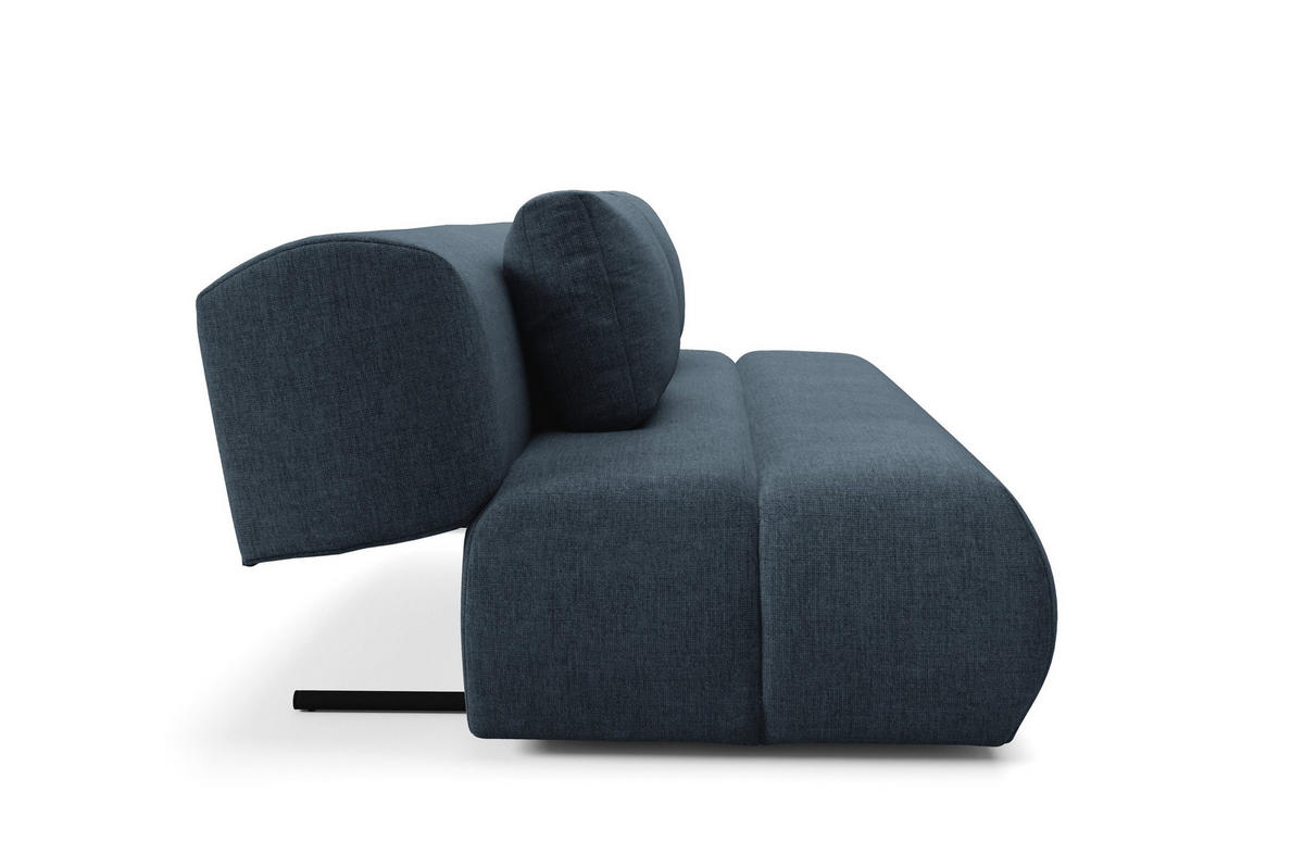 BETTSOFA ATOMO Blau Chenille-Stoff mit Schlaffunktion - Blau, Holz (217/82/134cm) - MASSENO