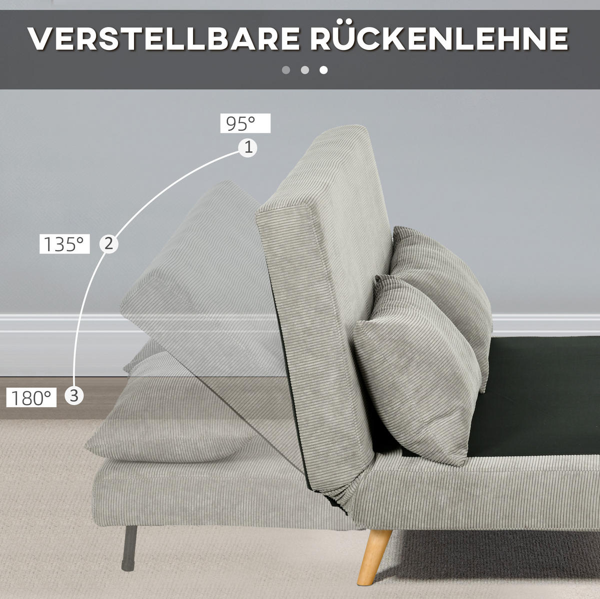 SCHLAFSOFA mit Schlaffunktion 141 x 90 x 81 cm Polyester Grau - Grau, Holzwerkstoff (141/81/90cm) - Meubliv