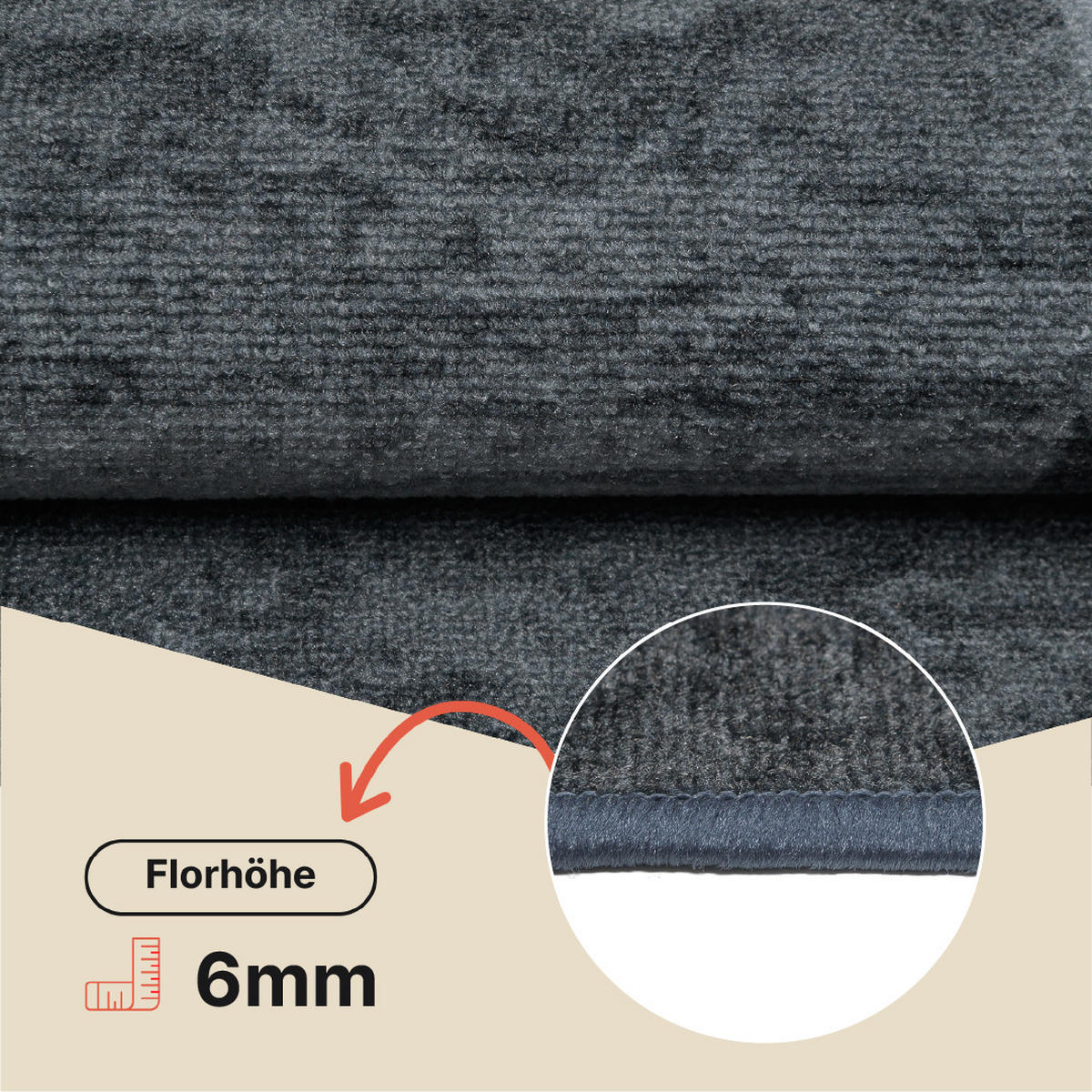 TEPPICHLÄUFER Anti-Rutsch Graphitfarben rutschfest Gummiunterlage 80/200 cm - Graphitfarben, Textil (80/200cm) - Tapiso