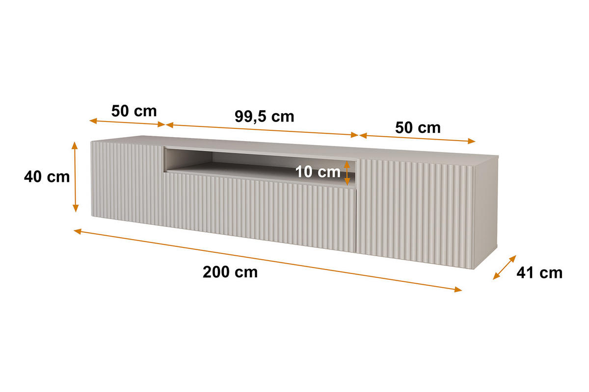 LOWBOARD NOA-2-W 200x40x41 cm - Kaschmir - Kaschmir, Holzwerkstoff (200/40/41cm) - ALTDECOR