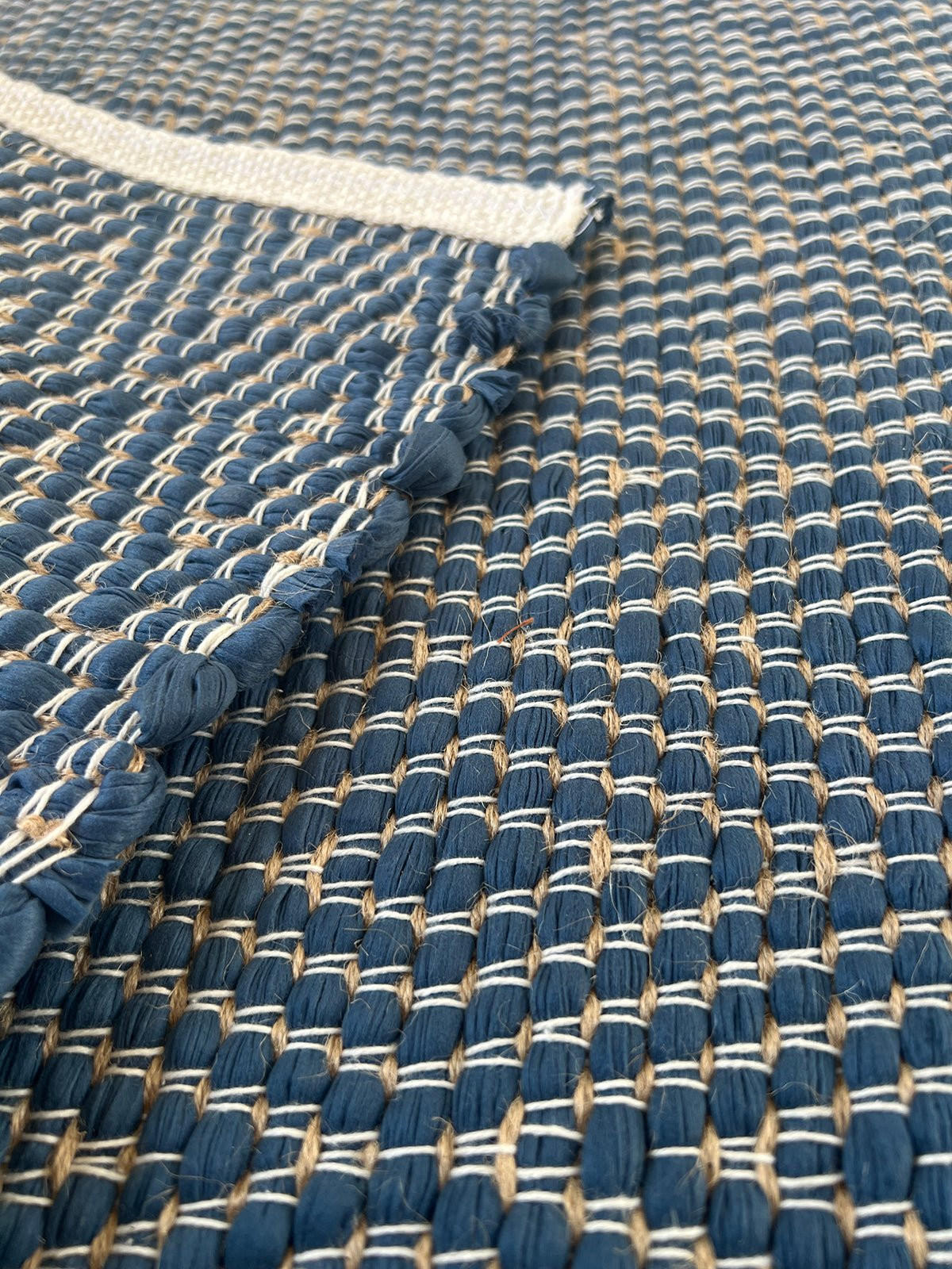 TEPPICH aus recycelten Fasern handgewebt blau - Blau, Naturmaterialien (160/230cm) - AFK Living