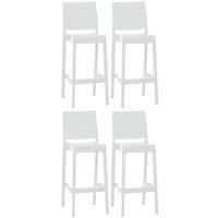 BARHOCKER 4er Set Kunststoff weiß - Weiß, Kunststoff (45/105/51cm) - CLP