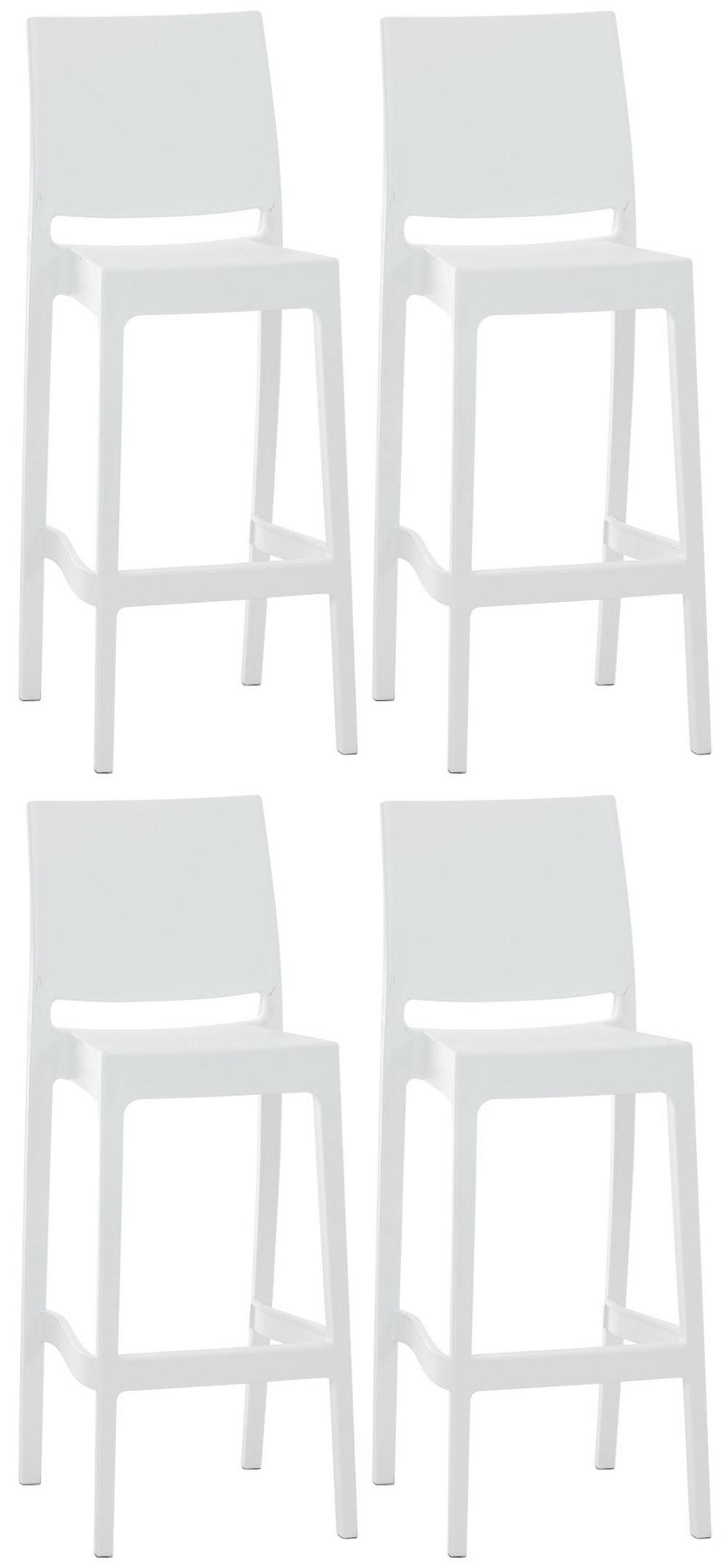 BARHOCKER 4er Set Kunststoff weiß - Weiß, Kunststoff (45/105/51cm) - CLP