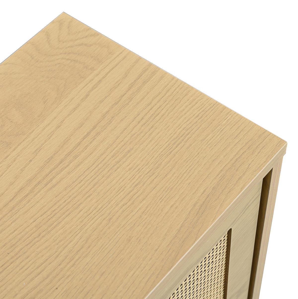 SCHUHSCHRANK 100/90/25 cm Eichefarben aus Spanplatte mit Rattangeflecht - Naturfarben, Holzwerkstoff (100/90/25cm) - OKMYHOME