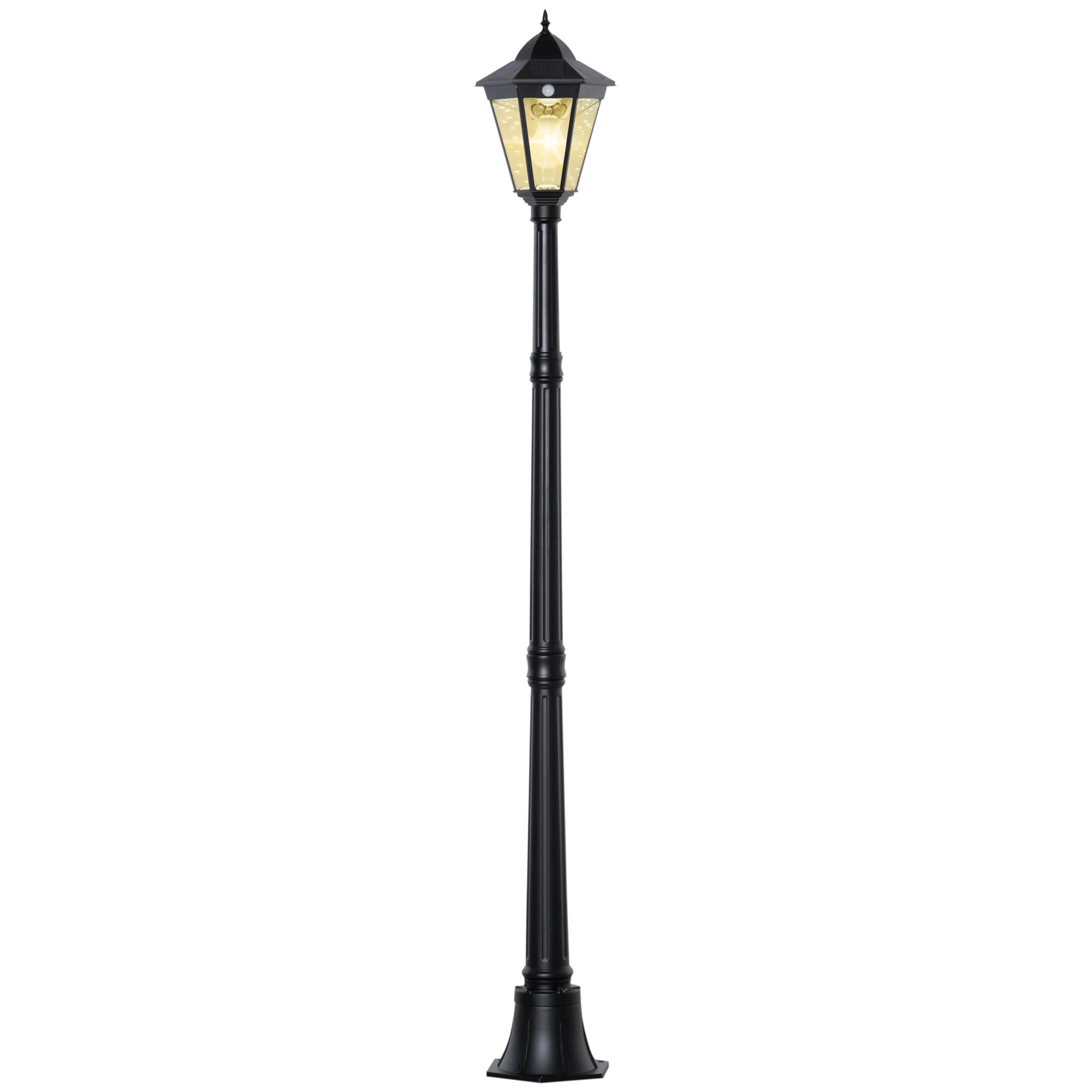 GARTENLATERNE, Schwarz, Aluminium, gehärtetes Glas - Schwarz, Metall (22/22/194cm) - Outsunny