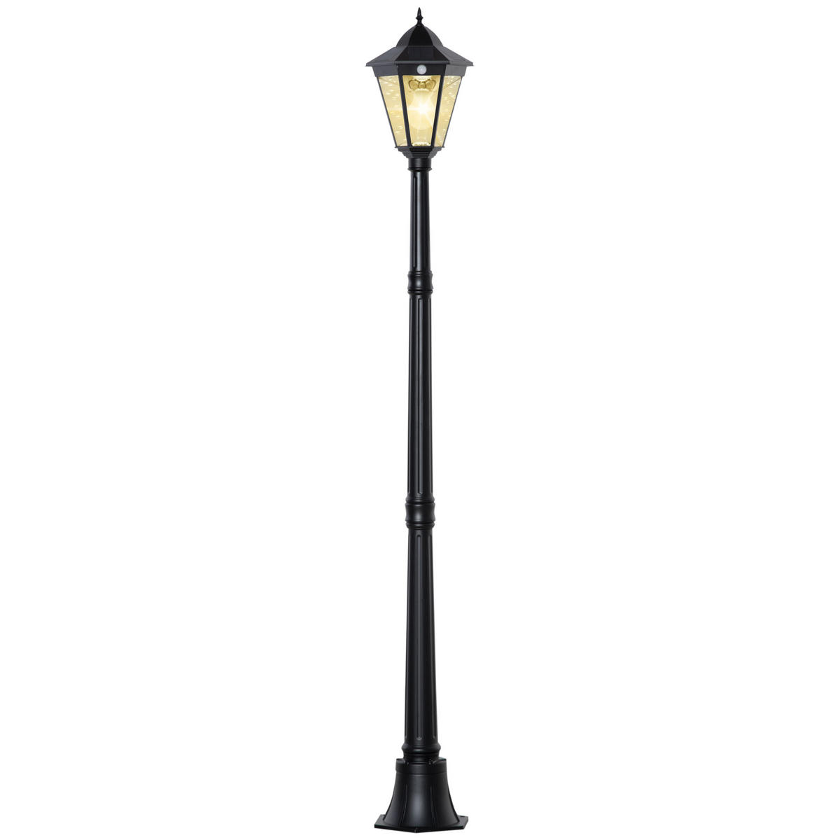GARTENLATERNE, Schwarz, Aluminium, gehärtetes Glas - Schwarz, Metall (22/22/194cm) - Outsunny