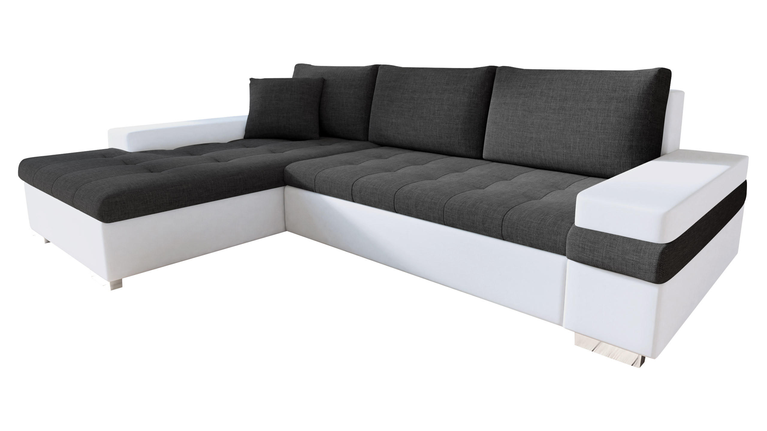 ECKSOFA Bangkok Mini - Silberfarben/Graphitfarben, Holz/Textil (274/182cm) - MIRJAN24