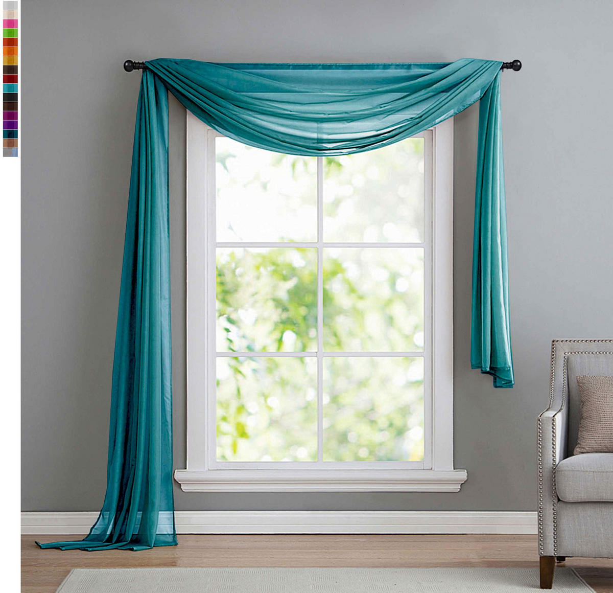 QUERBEHANG 1ER SET HxB 140x600 Hellblau - Hellblau, Textil (140/600/600cm) - Gardinenbox