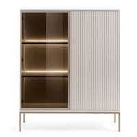 VITRINE Tosena Greige mit LED - Kaschmir/Goldfarben, Holzwerkstoff/Metall (104/126/39cm) - Selsey