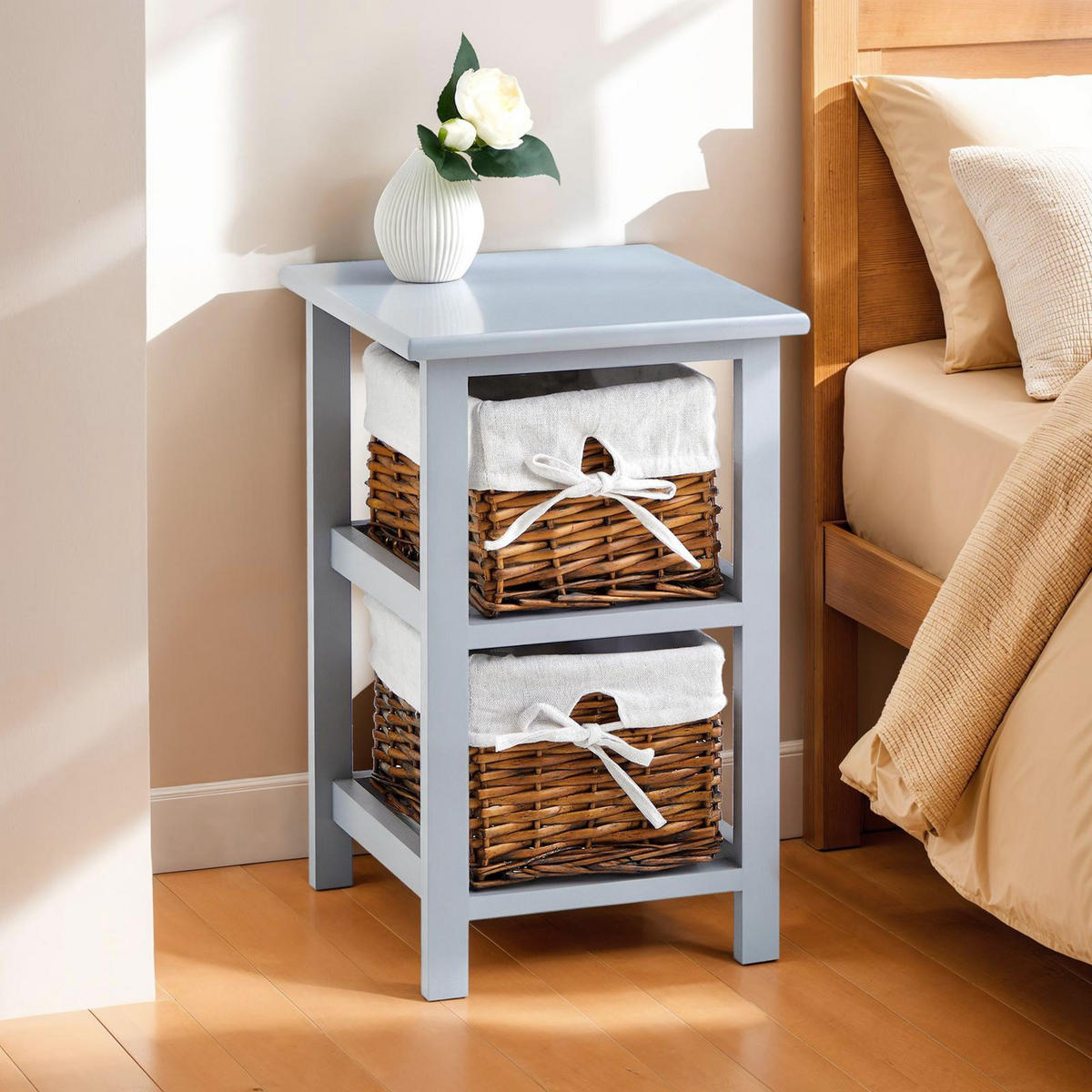 NACHTTISCH NOKOMIS - Grau, Holz (28/46/31cm) - IDIMEX