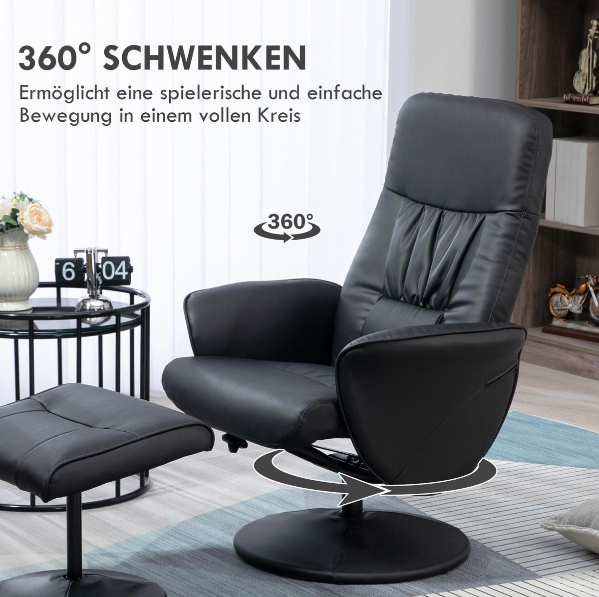 RELAXSESSEL 76/101/81 cm Schwarz aus Metall mit Liegefunktion - Schwarz, Metall (81/101/76cm) - OKMYHOME