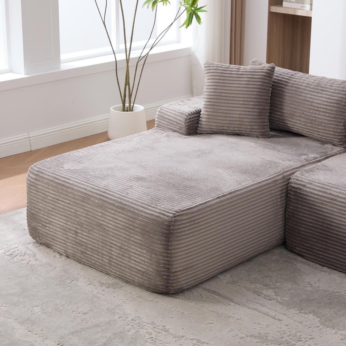 ECKSOFA 272/174/74.5 cm Grau mit 30D hochelastischem Schaumstoff und rutschfestem Boden - Grau, Textil (174/74.5/272cm) - Oxeza