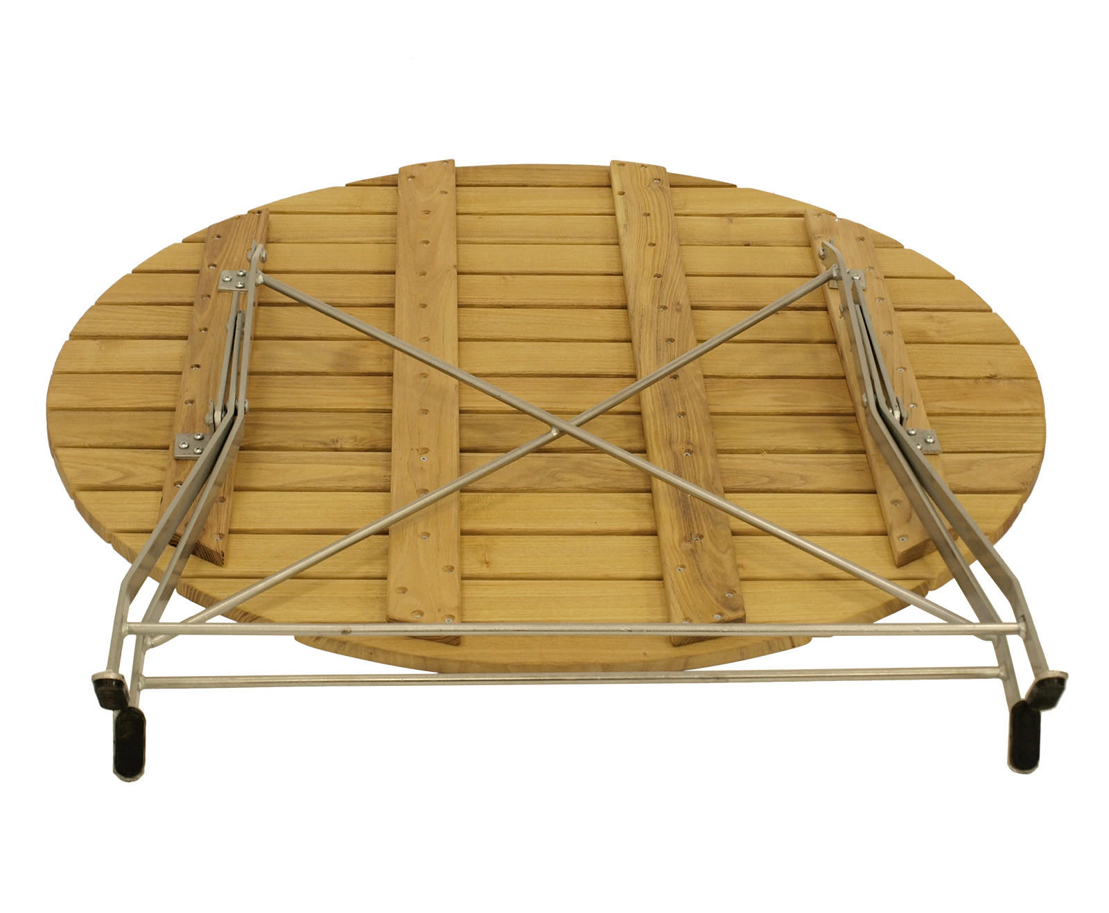 KLAPPTISCH Bad Belzig aus Robinienholz 100 cm rund, Stahlgestell Verzinkt - Braun, Holz (100/100/72cm) - TPFGarden