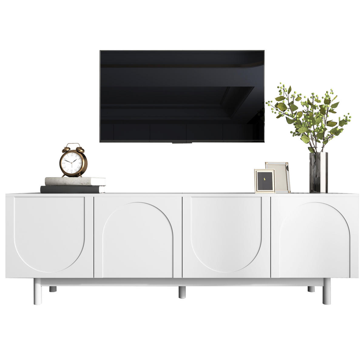 TV-LOWBOARD 175x38x56 cm weiß modern - Weiß, Holzwerkstoff (175/56/38cm) - LEBENLANG