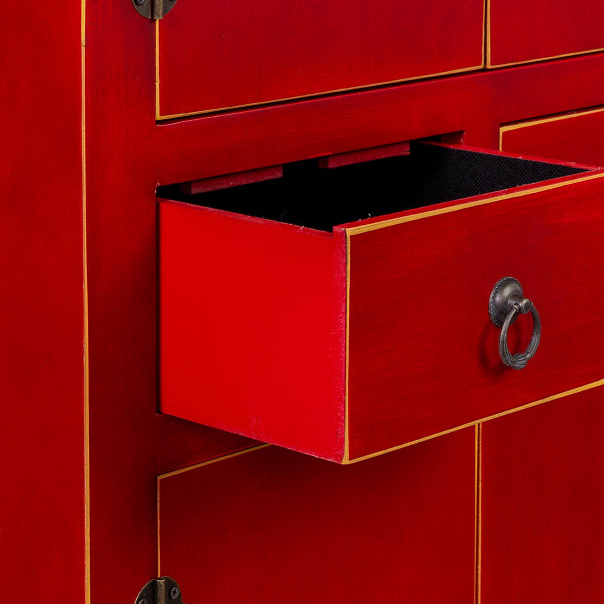 HOLZKLEIDERSCHRANK mit 2 Schubladen und 4 Türen 50x35x121 - Rot, Holz (50/121/34cm) - Wanderlust