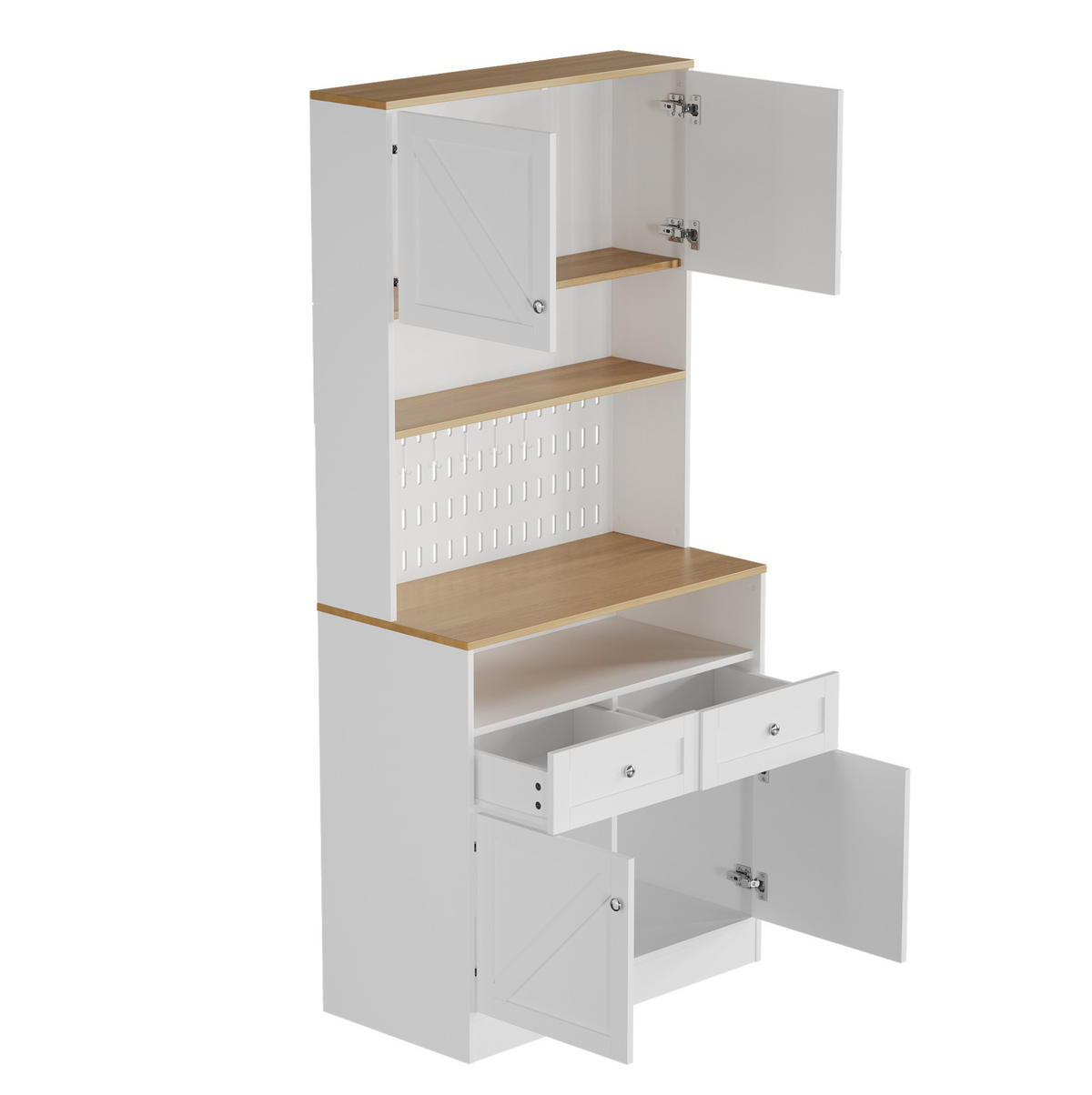 HIGHBOARD 80/40/175 cm mit 4 Türen, 2 Schubladen & offenem Mittelbereich - Weiß, Holzwerkstoff (80/175/40cm) - BEAOK