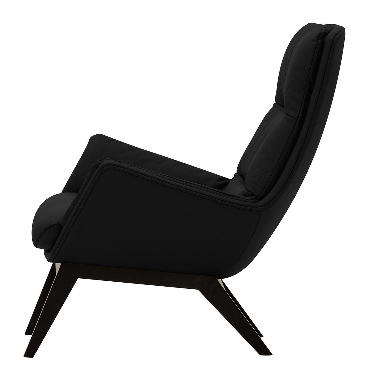 SESSEL mit Holzfüßen - Schwarz, Leder/Eichenholz (83/95/97cm) - home24