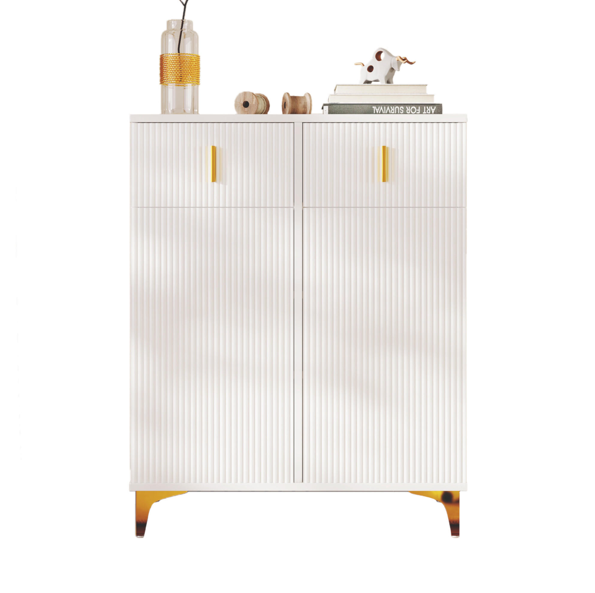 SIDEBOARD 83/101/35 cm Weiß aus Spanplatte mit verstellbaren Einlegeböden - Weiß, Holzwerkstoff (35/101/83cm) - OKMYHOME