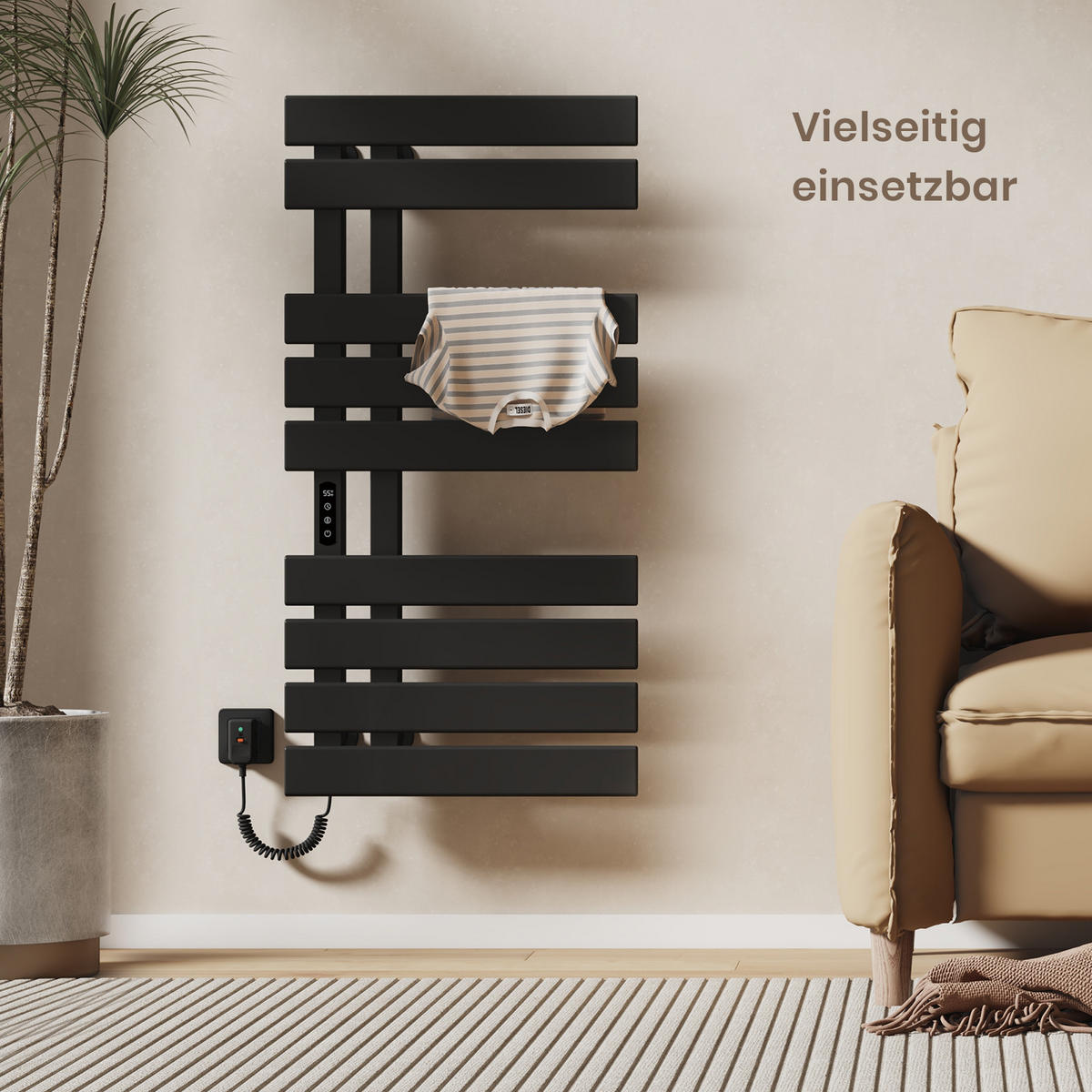 HEIZKÖRPER Elektrisch WLAN Thermostat Schwarz 100/50 cm - Schwarz, Metall (50/100/11cm) - EMKE