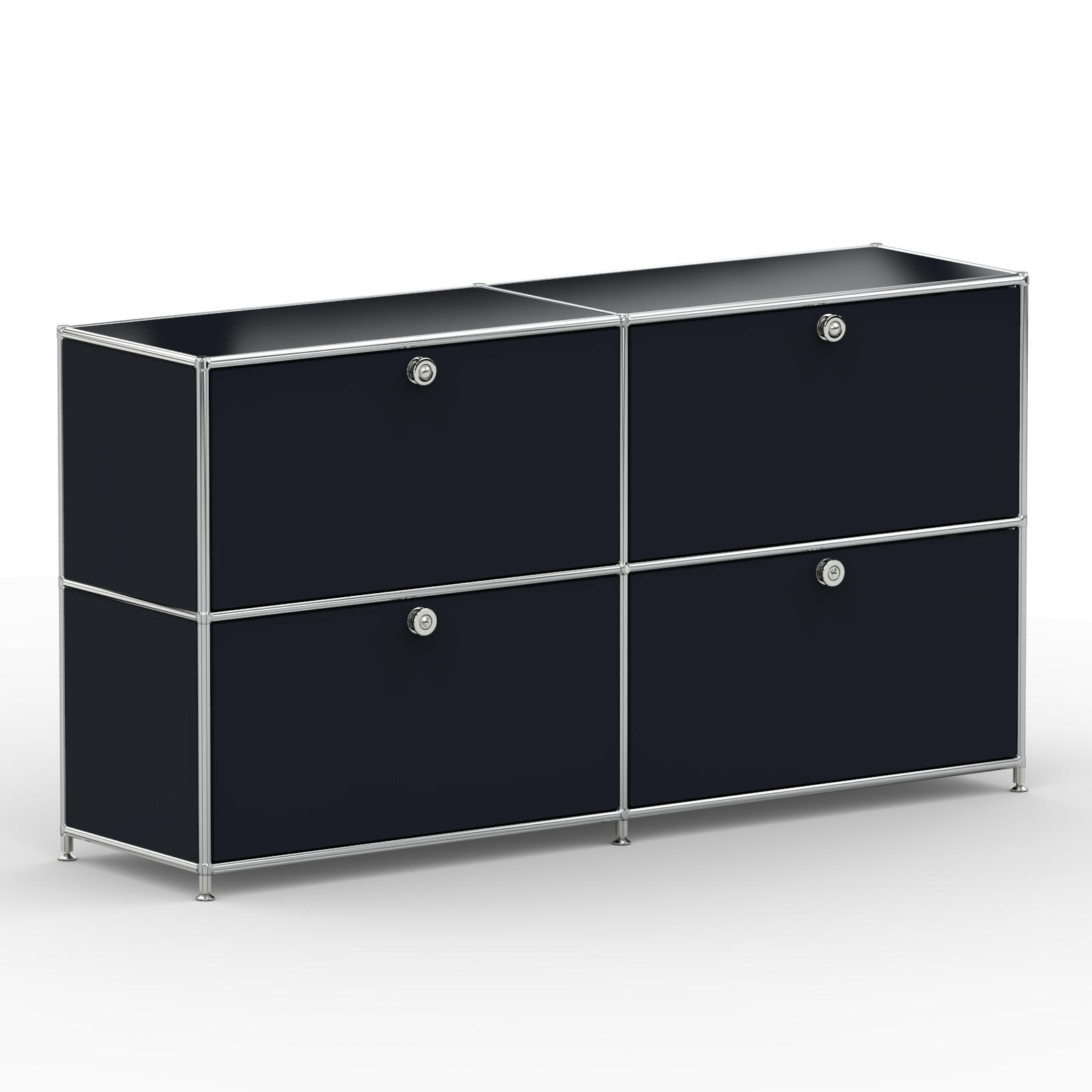 AKTENSCHRANK, 4 Klappen & Schloss, Breite 152 cm, Graphitschwarz - Chromfarben/Silberfarben, Metall (40/80.5/152.2cm) - Versee