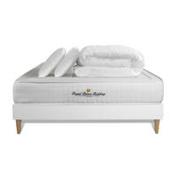 BETT Balmoral Memory-Schaum 140 x 190 cm h3 - Kit Bettgestell Weiß - Mit Kissen und Bettdecke - Beige/Weiß, Karton/Holz (140/190cm) - ROYAL PALACE BEDDING