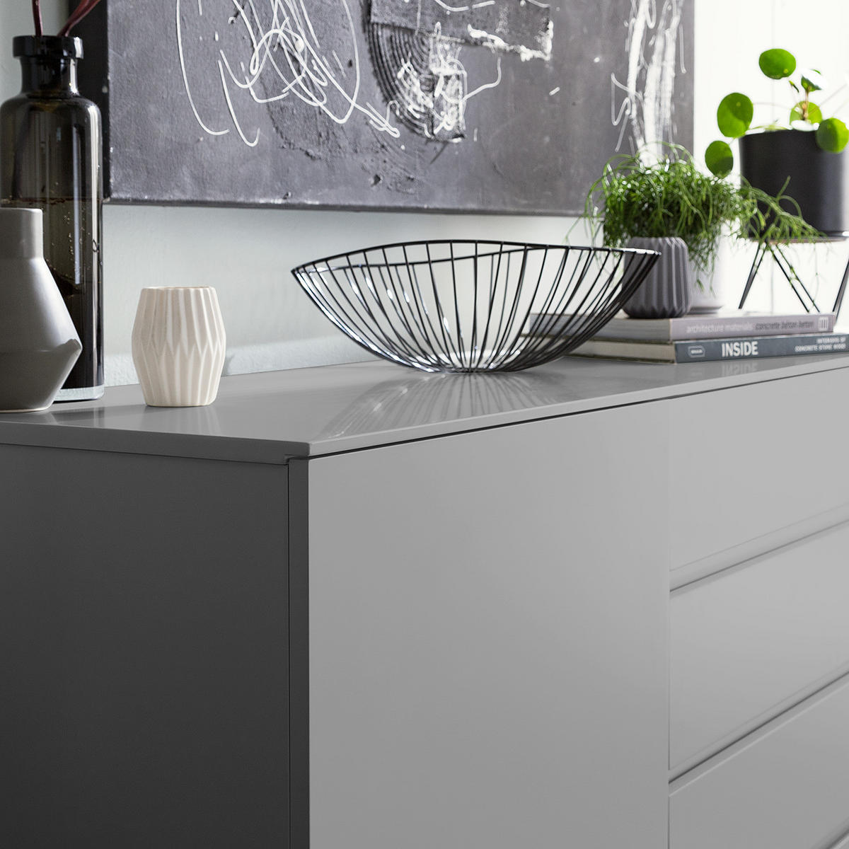 SIDEBOARD - Grau, Holzwerkstoff (165/86/40cm) - home24