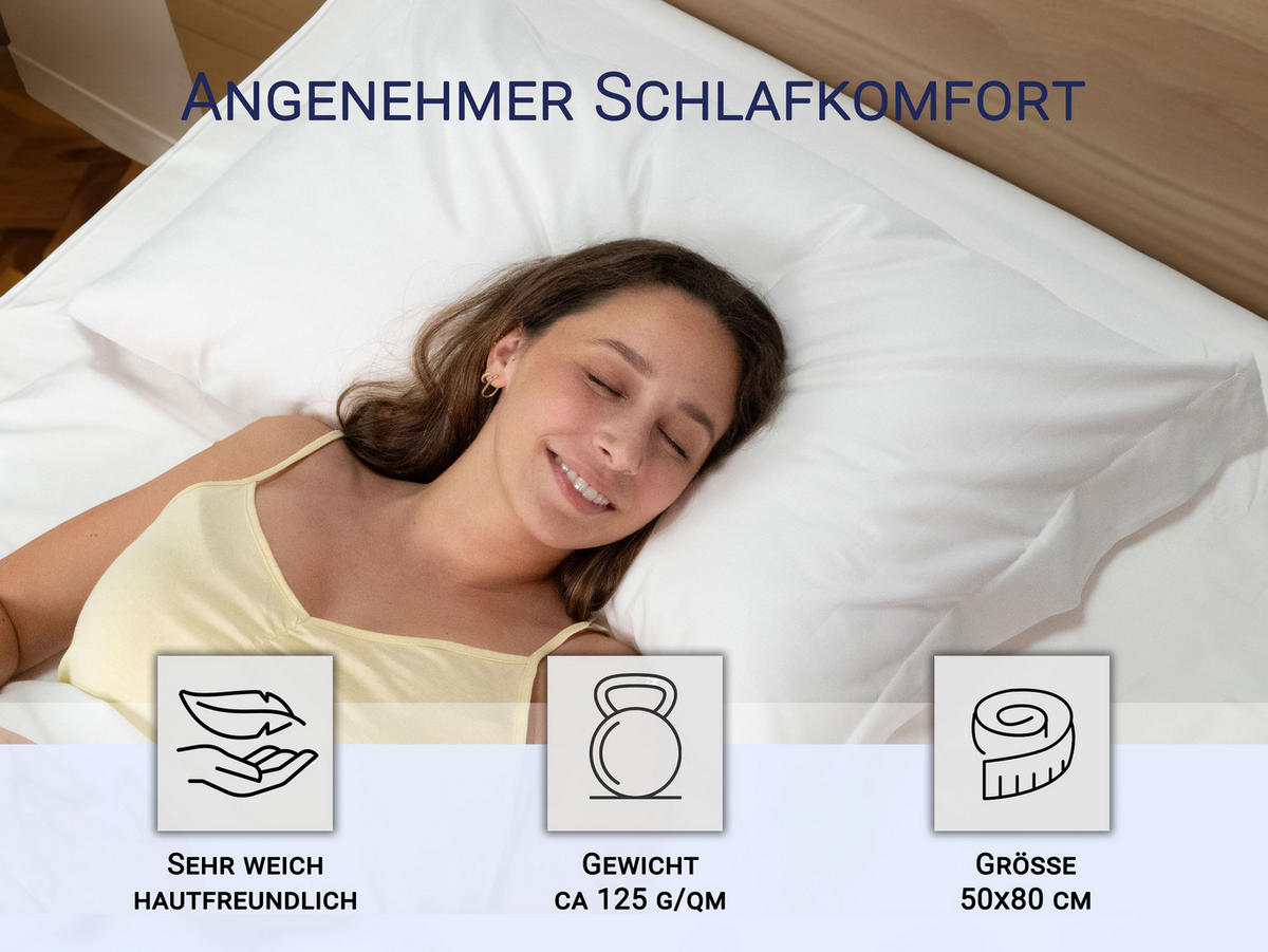 KISSENBEZUG, 2er-Set, 50x80 cm, 100% Baumwolle, Weiß - Weiß, Textil (50/93cm) - Zollner