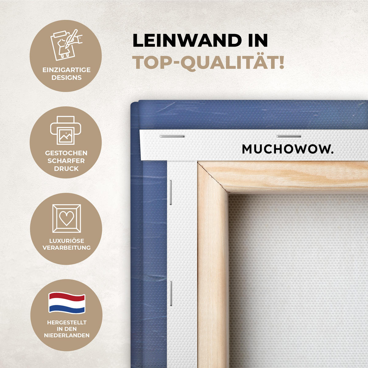 LEINWANDBILD Skyline - Pinselstriche - Dunkelblau - Leuchtend Deko Groß 90x90 cm - Blau, Textil (90/90cm) - MuchoWow